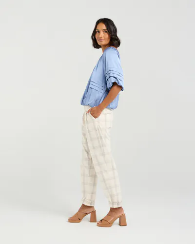 Model wearing Cornflower Sophie Top By Et Alia Available at Beetees Nelson